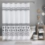Polyester Waterproof Waffle Shower Curtain, Bathroom Printed Shower Curtain With Tassel$