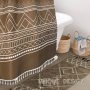 Polyester Waterproof Waffle Shower Curtain, Bathroom Printed Shower Curtain With Tassel$