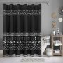 Polyester Waterproof Waffle Shower Curtain, Bathroom Printed Shower Curtain With Tassel$
