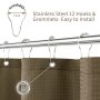 Polyester Waterproof Waffle Shower Curtain, Bathroom Printed Shower Curtain With Tassel$
