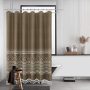 Polyester Waterproof Waffle Shower Curtain, Bathroom Printed Shower Curtain With Tassel$