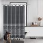Polyester Waterproof Waffle Shower Curtain, Bathroom Printed Shower Curtain With Tassel$