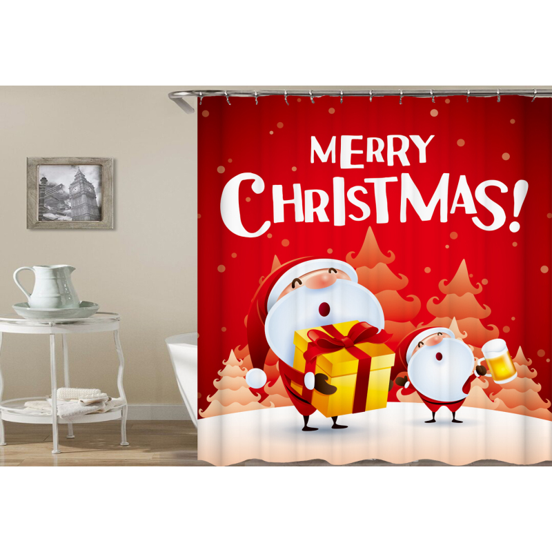 Drop Shipping Snowing Winter Christmas Holiday Waterproof Shower Curtain Bathroom Curtain/