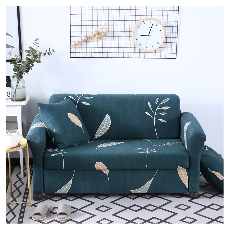 Wholesale Easy-Going Plant Pattern Polyester Living Room Non-Slip Sofa Cover, Whole Piece Fabric Furniture Protector Sofa Cover/