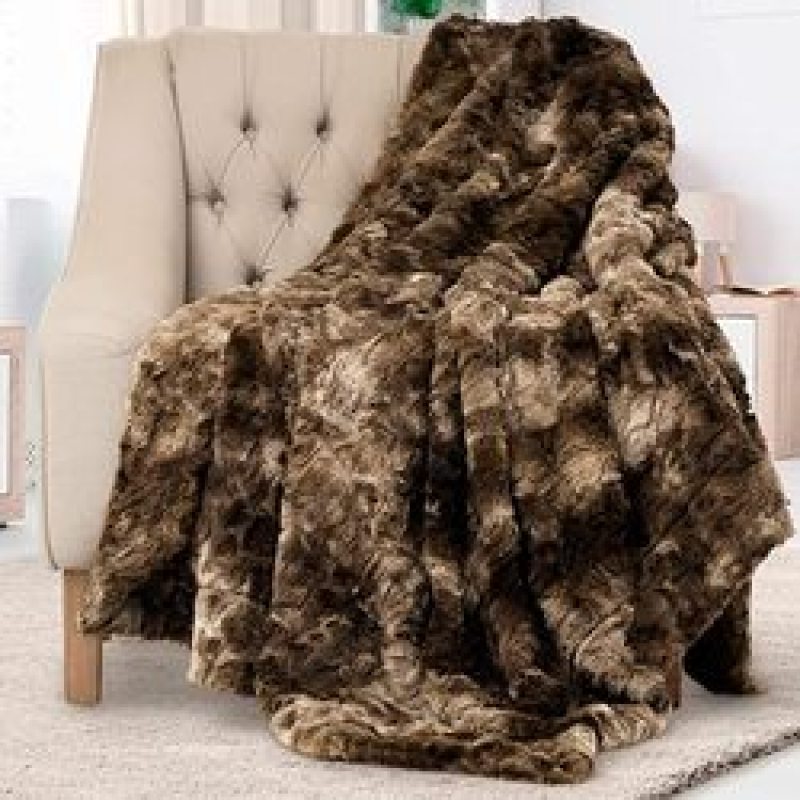 Faux Fur Shaggy Throw Blanket Soft Plush Cozy Blankets Gray Black For Office Couch Sofa