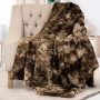 Faux Fur Shaggy Throw Blanket Soft Plush Cozy Blankets Gray Black For Office Couch Sofa