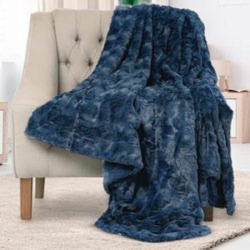 Faux Fur Shaggy Throw Blanket Soft Plush Cozy Blankets Gray Black For Office Couch Sofa