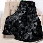Faux Fur Shaggy Throw Blanket Soft Plush Cozy Blankets Gray Black For Office Couch Sofa
