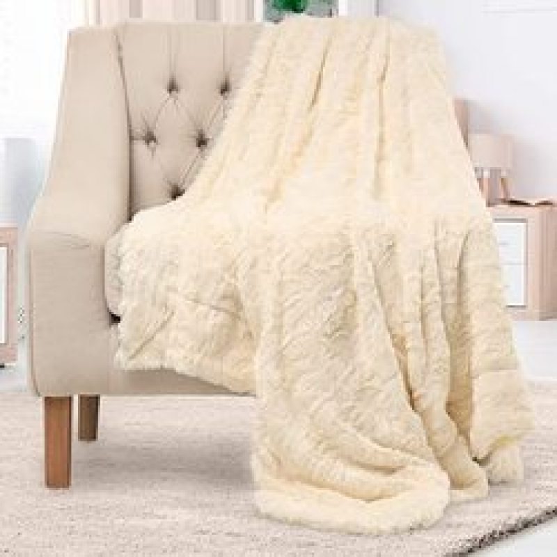 Faux Fur Shaggy Throw Blanket Soft Plush Cozy Blankets Gray Black For Office Couch Sofa