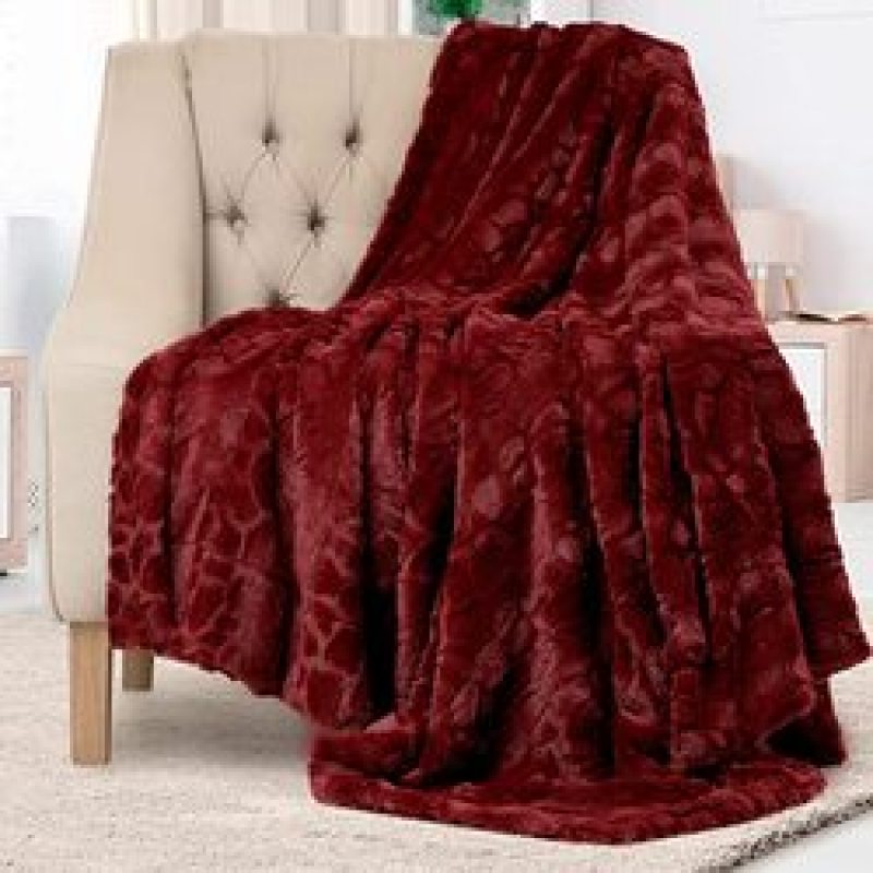 Faux Fur Shaggy Throw Blanket Soft Plush Cozy Blankets Gray Black For Office Couch Sofa