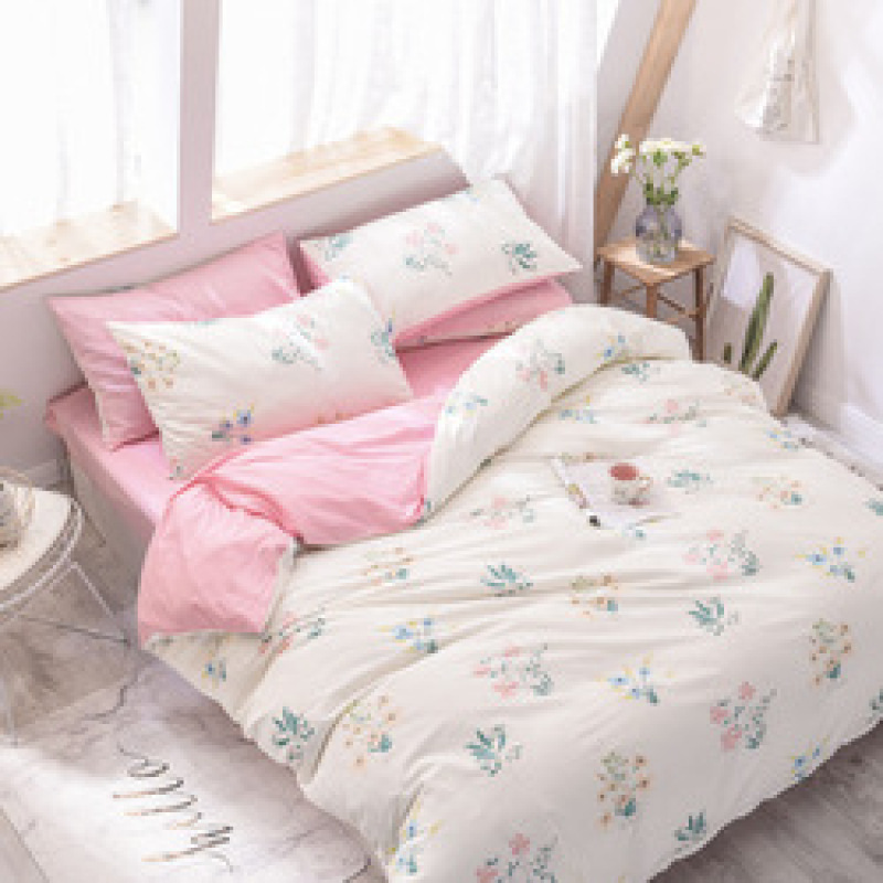 Spelt Fruit Flannel Four-Piece Cotton, Cute Bed Four-Piece Crystal Flannel Sheet /