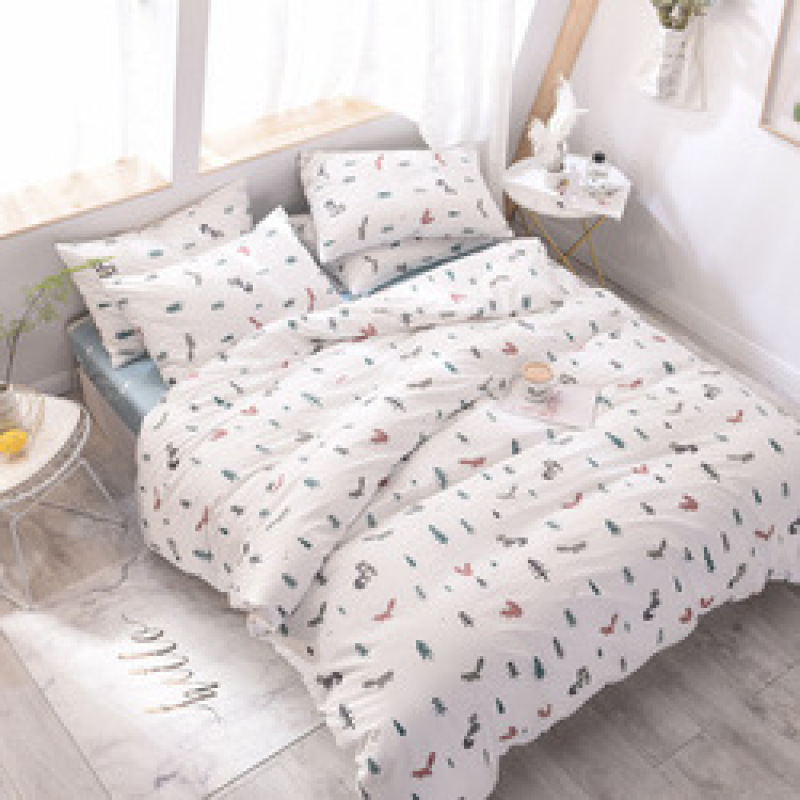 Spelt Fruit Flannel Four-Piece Cotton, Cute Bed Four-Piece Crystal Flannel Sheet /