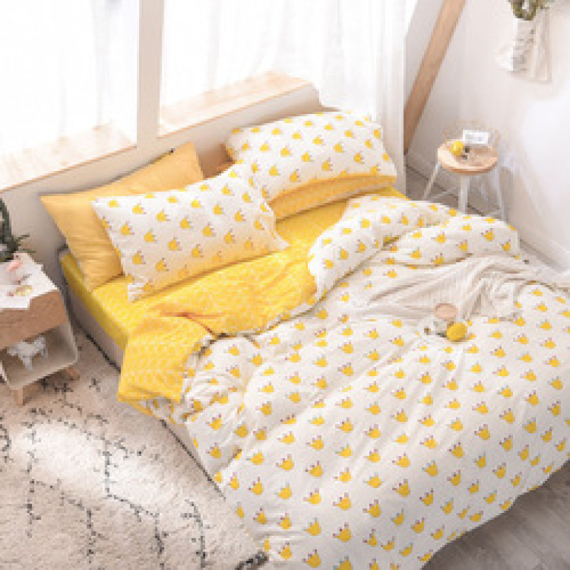 Spelt Fruit Flannel Four-Piece Cotton, Cute Bed Four-Piece Crystal Flannel Sheet /