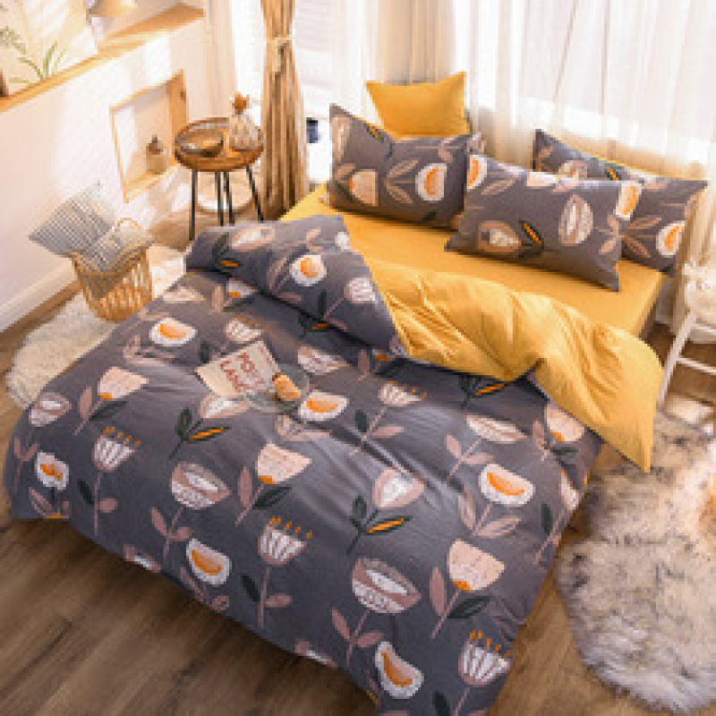 Spelt Fruit Flannel Four-Piece Cotton, Cute Bed Four-Piece Crystal Flannel Sheet /