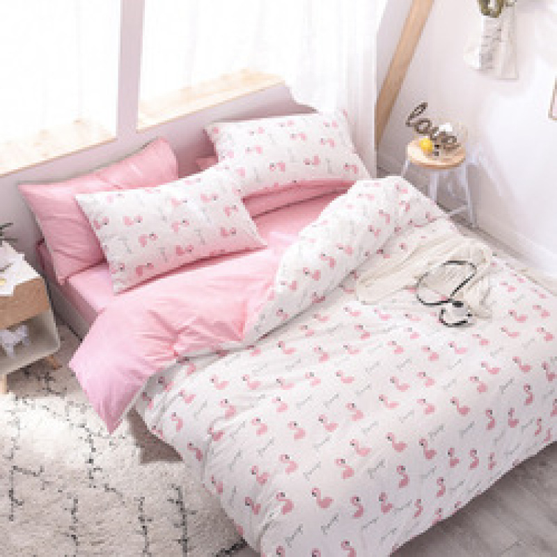 Spelt Fruit Flannel Four-Piece Cotton, Cute Bed Four-Piece Crystal Flannel Sheet /
