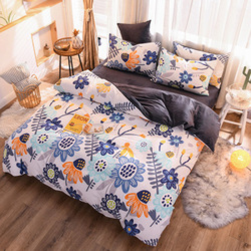 Spelt Fruit Flannel Four-Piece Cotton, Cute Bed Four-Piece Crystal Flannel Sheet /