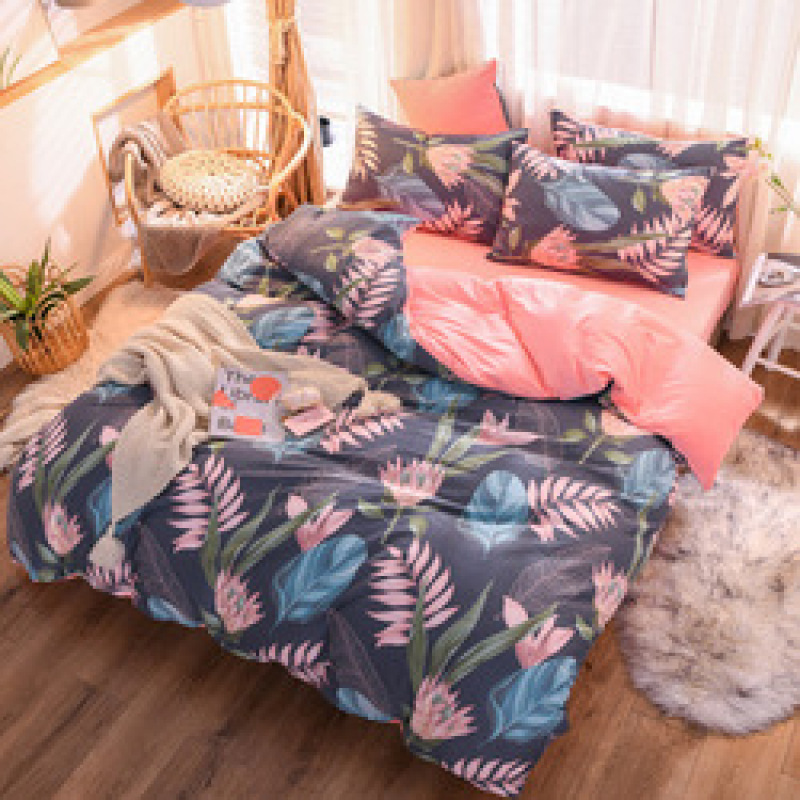Spelt Fruit Flannel Four-Piece Cotton, Cute Bed Four-Piece Crystal Flannel Sheet /