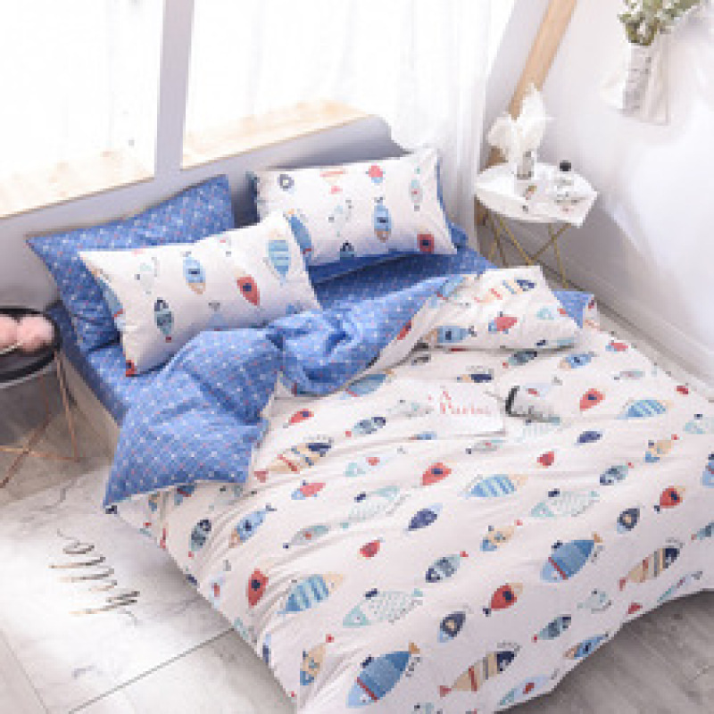 Spelt Fruit Flannel Four-Piece Cotton, Cute Bed Four-Piece Crystal Flannel Sheet /