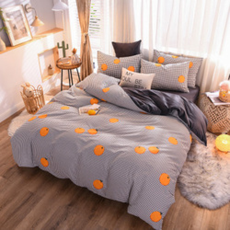 Spelt Fruit Flannel Four-Piece Cotton, Cute Bed Four-Piece Crystal Flannel Sheet /