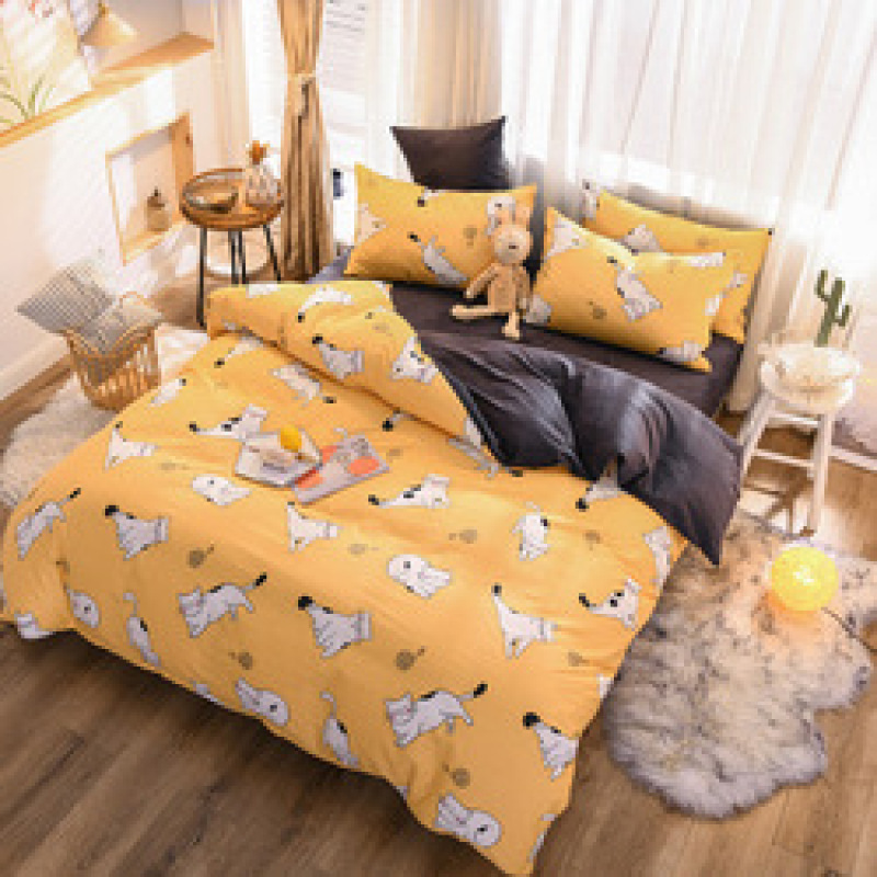 Spelt Fruit Flannel Four-Piece Cotton, Cute Bed Four-Piece Crystal Flannel Sheet /