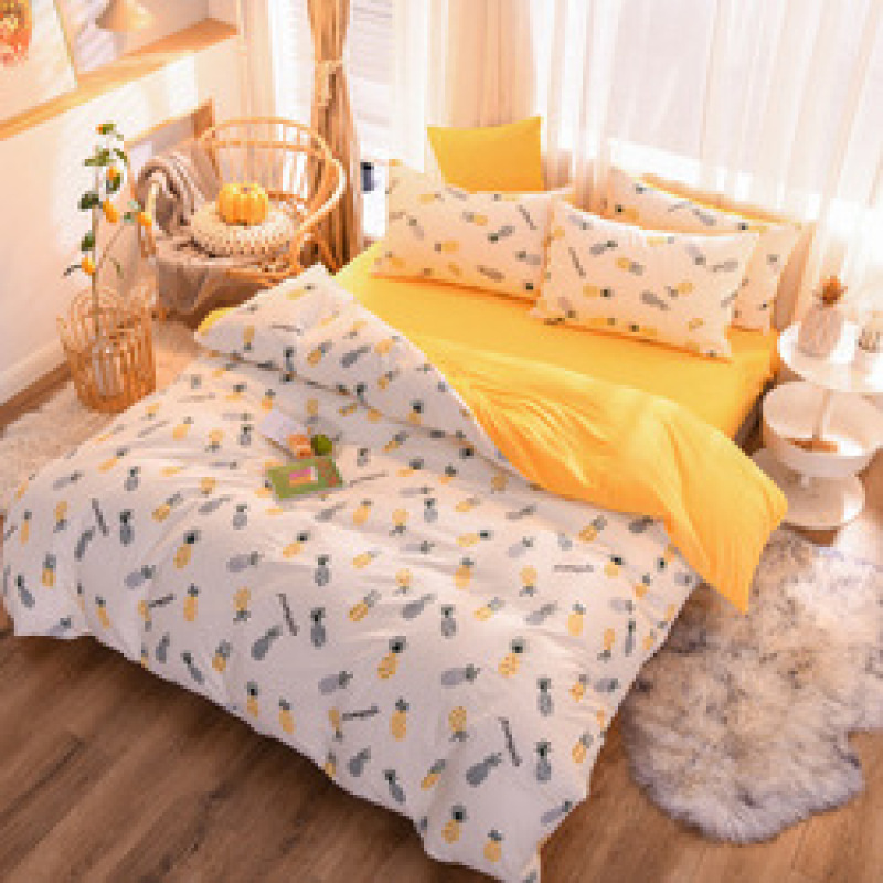 Spelt Fruit Flannel Four-Piece Cotton, Cute Bed Four-Piece Crystal Flannel Sheet /