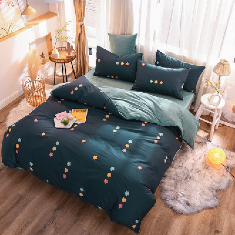 Spelt Fruit Flannel Four-Piece Cotton, Cute Bed Four-Piece Crystal Flannel Sheet /