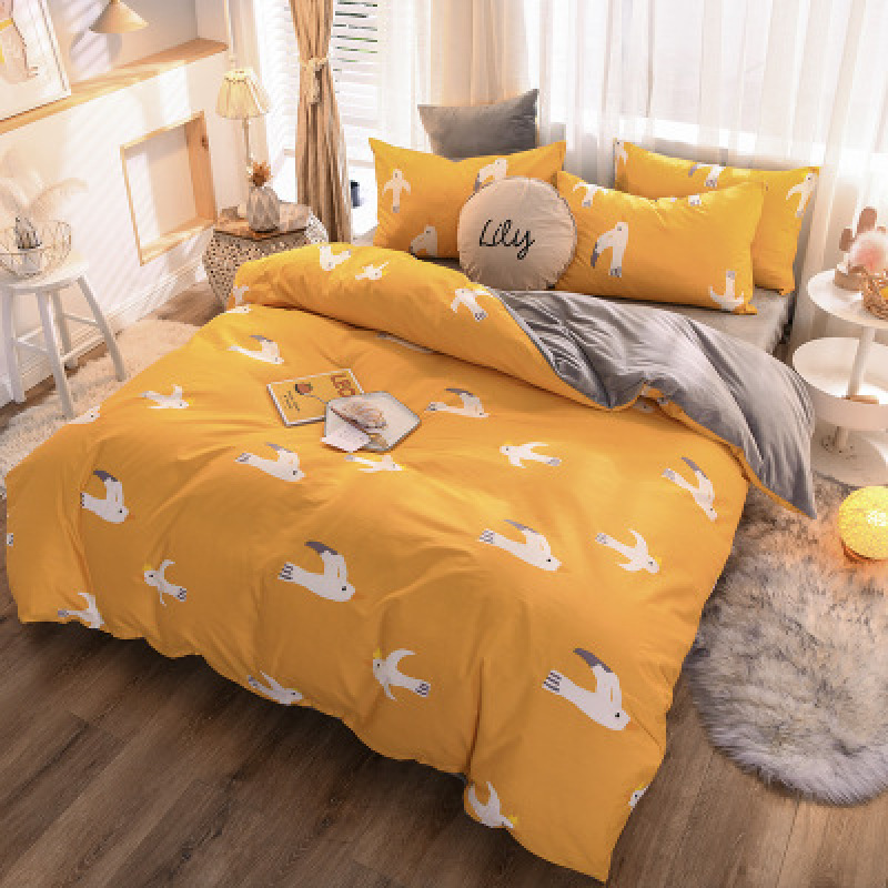 Spelt Fruit Flannel Four-Piece Cotton, Cute Bed Four-Piece Crystal Flannel Sheet /