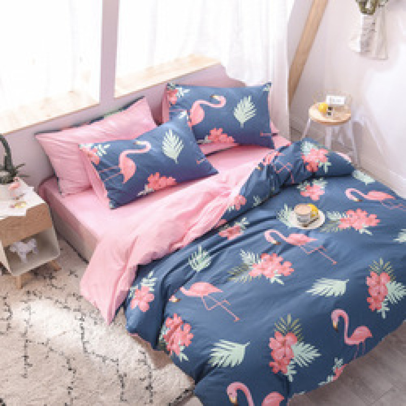 Spelt Fruit Flannel Four-Piece Cotton, Cute Bed Four-Piece Crystal Flannel Sheet /