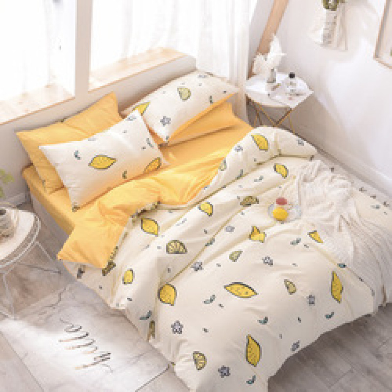 Spelt Fruit Flannel Four-Piece Cotton, Cute Bed Four-Piece Crystal Flannel Sheet /