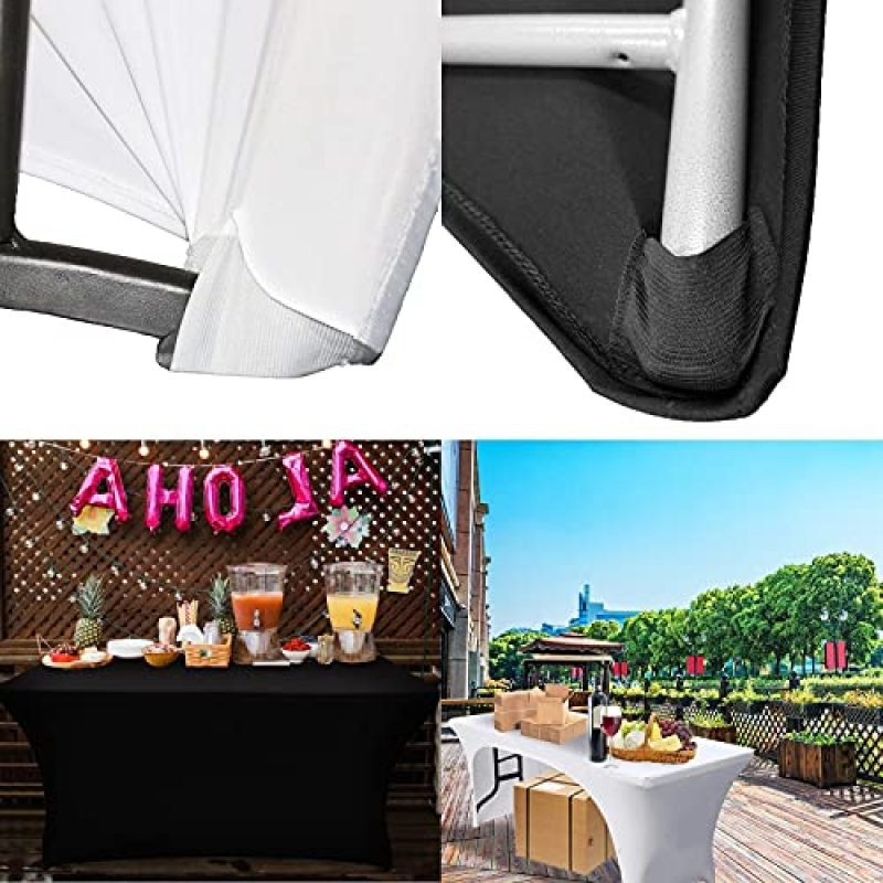 Spandex Fitted Stretch Table Cover for 4ft 5ft 6ft 8ft Folding Table Rectangular Cocktail Tablecloth Perfect for Wedding Banquet