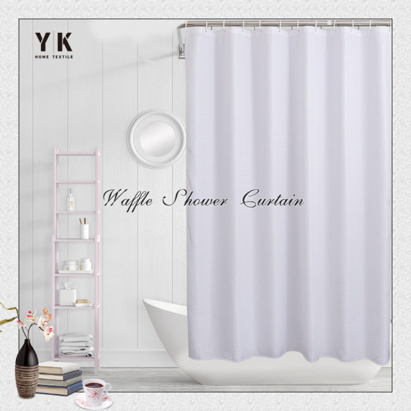 Amazon Hot Sell Waffle Weave Hotel Quality Bathroom 72x72 Inches Polyester Shower Curtain, Heavy Duty Fabric Shower Curtain/