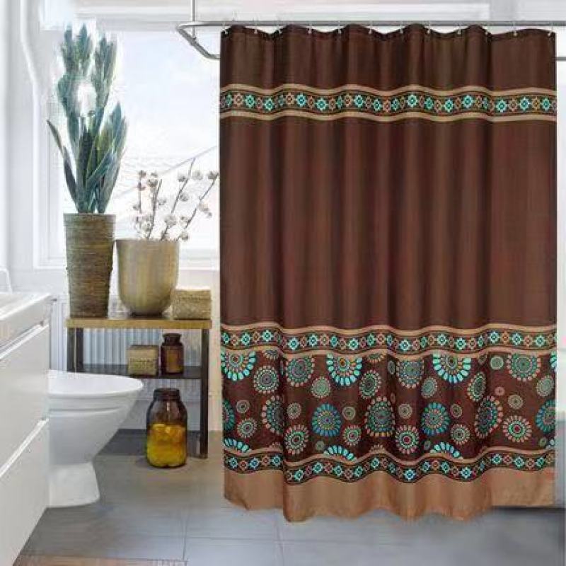 Chinese Shower Curtain Waterproof Cloth Mildew Thickened Partition Shower Curtain, Bathroom Warm Shade Curtain/