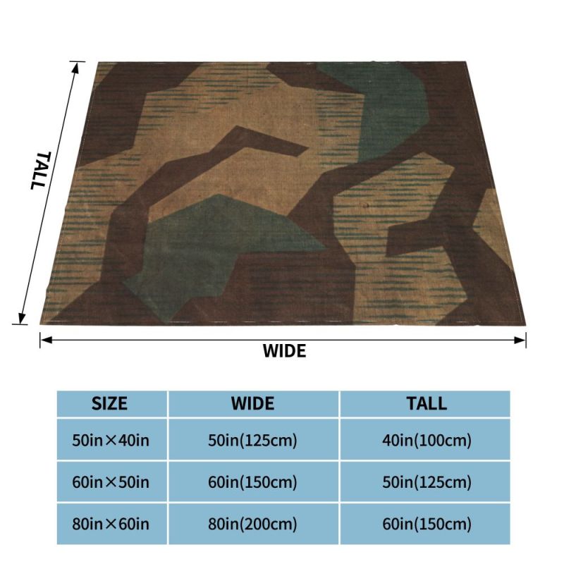 German Camouflage Blanket Flannel Summer Texture Lightweight Thin Throw Blankets for Sofa Office Plush Thin Quilt/