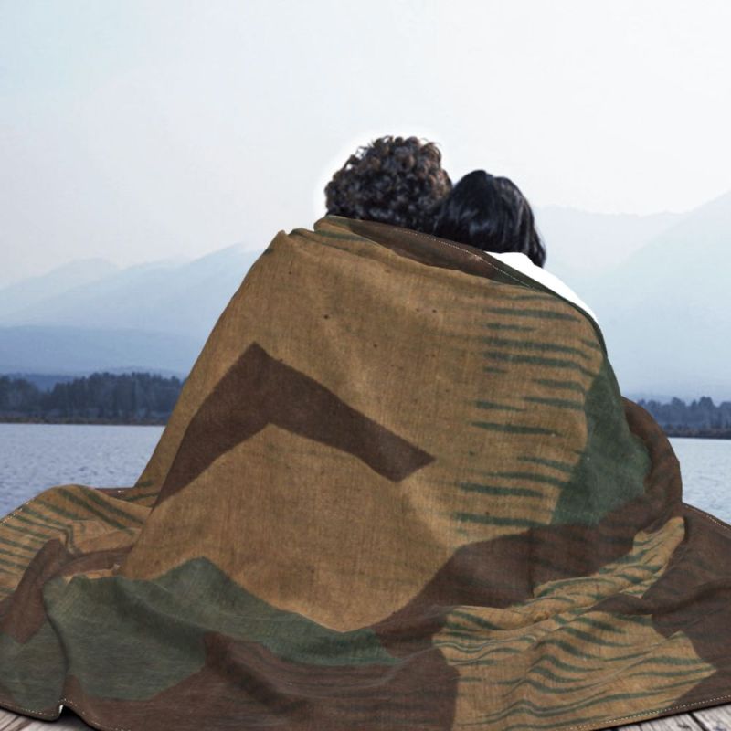 German Camouflage Blanket Flannel Summer Texture Lightweight Thin Throw Blankets for Sofa Office Plush Thin Quilt/