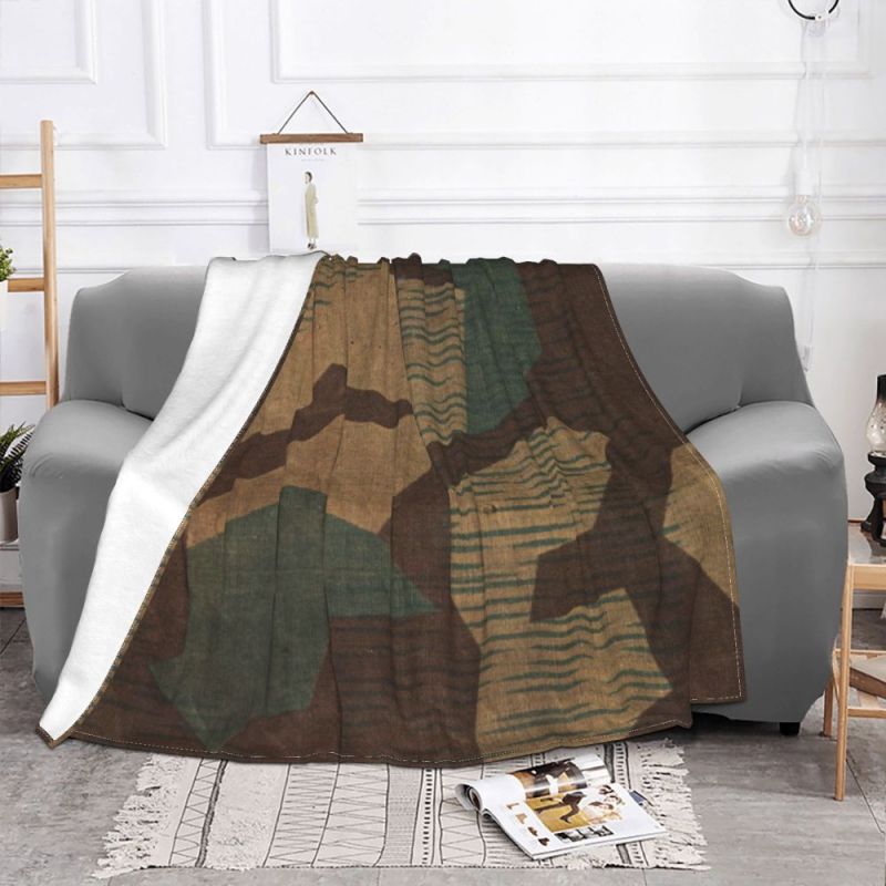 German Camouflage Blanket Flannel Summer Texture Lightweight Thin Throw Blankets for Sofa Office Plush Thin Quilt/