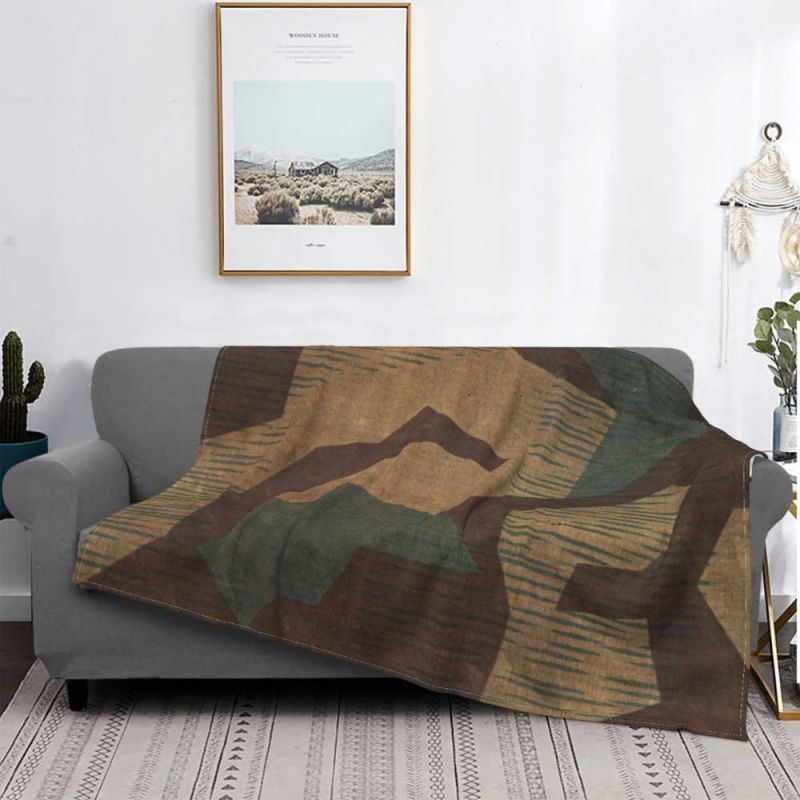 German Camouflage Blanket Flannel Summer Texture Lightweight Thin Throw Blankets for Sofa Office Plush Thin Quilt/