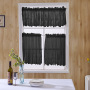 Coffee Kitchen Curtain, Fresh Blue Lace Short Kitchen Curtain /