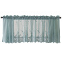Coffee Kitchen Curtain, Fresh Blue Lace Short Kitchen Curtain /