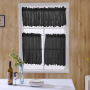 Coffee Kitchen Curtain, Fresh Blue Lace Short Kitchen Curtain /