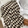 Black and white plaid contrast color plush blanket simple fashion, nap blanket warm autumn and winter /