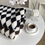 Black and white plaid contrast color plush blanket simple fashion, nap blanket warm autumn and winter /