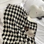 Black and white plaid contrast color plush blanket simple fashion, nap blanket warm autumn and winter /