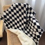 Black and white plaid contrast color plush blanket simple fashion, nap blanket warm autumn and winter /