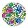 Custom Microfiber Beach Towel, Round Flower Print Quick Dry Beach Towel with Tassel #
