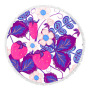 Custom Microfiber Beach Towel, Round Flower Print Quick Dry Beach Towel with Tassel #