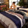 4 Pcs 100% Organic Cotton Bedding Sets, Stock Print Bedroom Set Bedding/