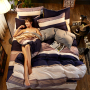 4 Pcs 100% Organic Cotton Bedding Sets, Stock Print Bedroom Set Bedding/