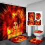 Customized African Women Waterproof Shower Curtain, Digital Print Polyester Non-Slip Rug Toilet Lid Cover Bath Shower Curtain/