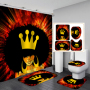 Customized African Women Waterproof Shower Curtain, Digital Print Polyester Non-Slip Rug Toilet Lid Cover Bath Shower Curtain/