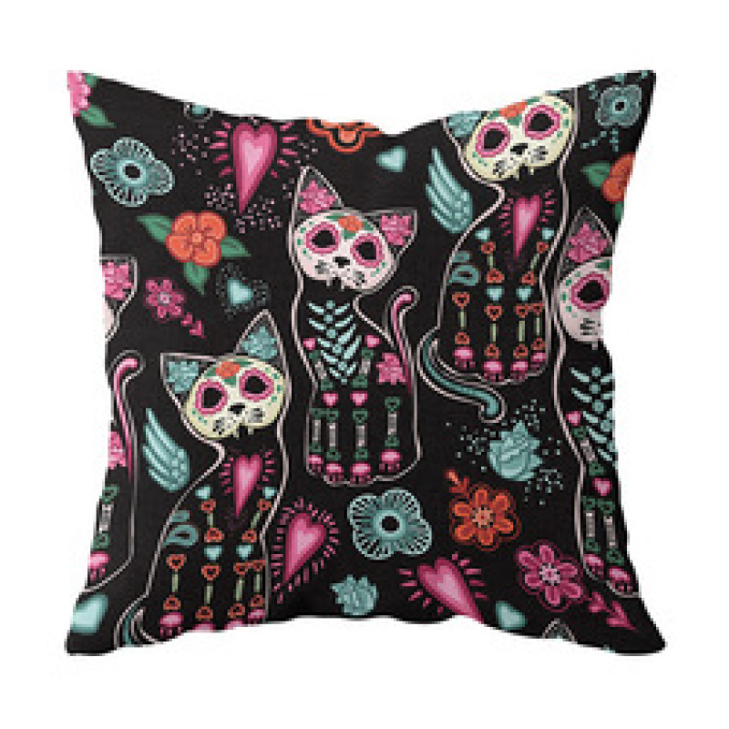 Single-side Polyester Halloween Decorative Pillow Case Cushion Cover, Cartoon Spider Bed Sofa Vintage Cushion Cover/